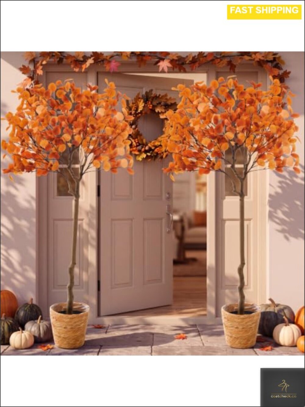 2 Pack 4 ft Artificial Eucalyptus Trees with Woven Baskets Silk Faux Floor